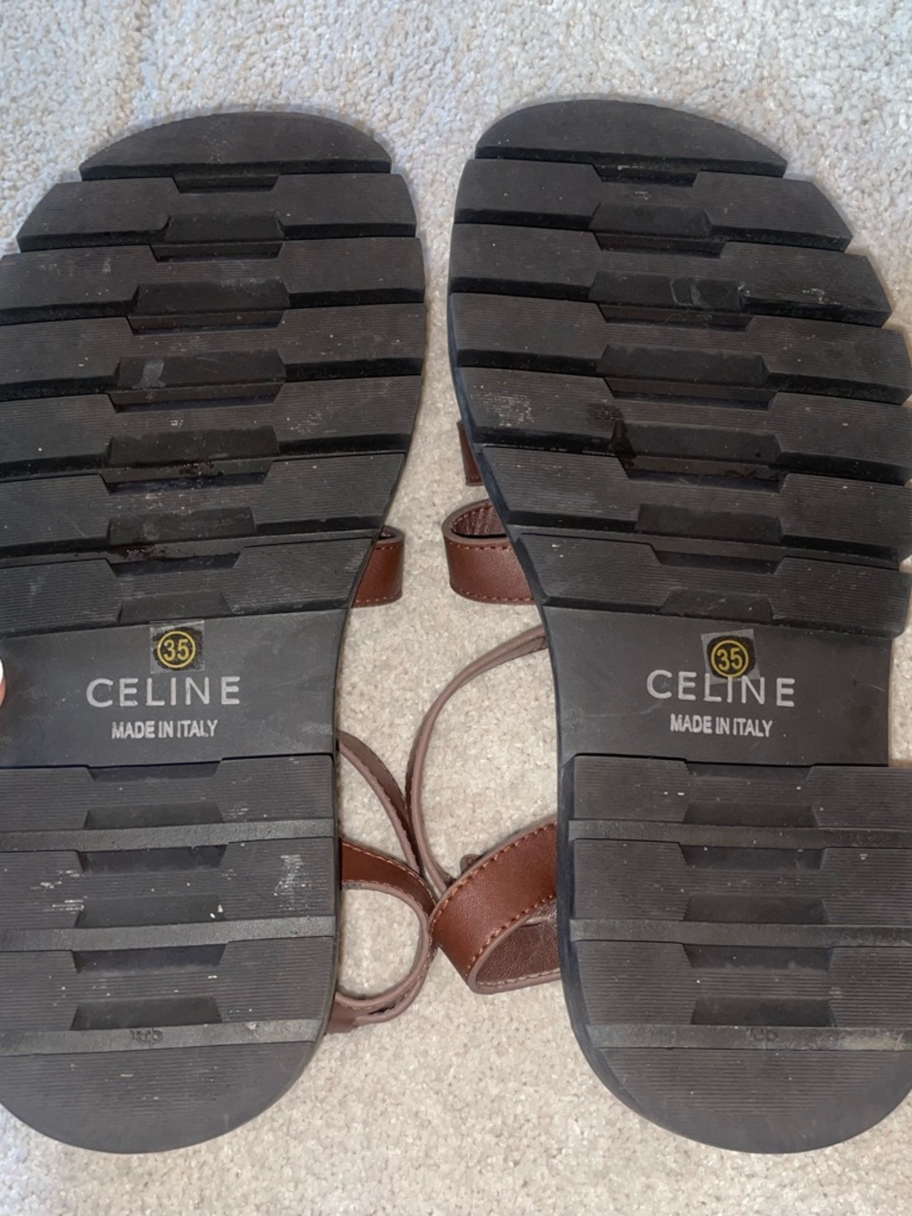 Celine Brown Leather Platform Fisherman Sandals with Gold Hardware - Picture 6 of 9